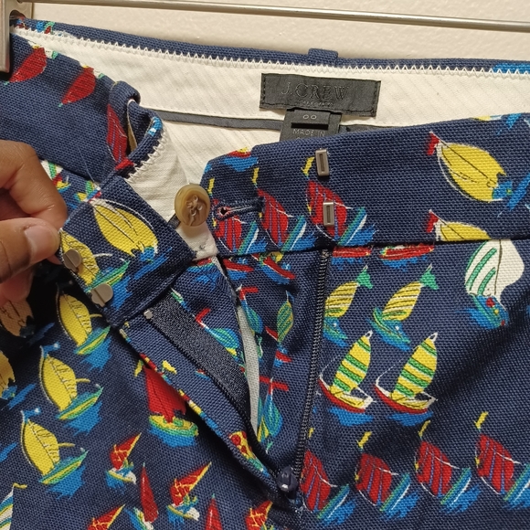 NWOT J.crew Nautical Sailboat Print Navy Blue Pleated Ankle Pants sz 00 - Picture 5 of 10